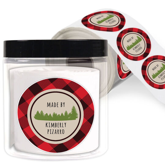 Buffalo Plaid Round Gift Stickers